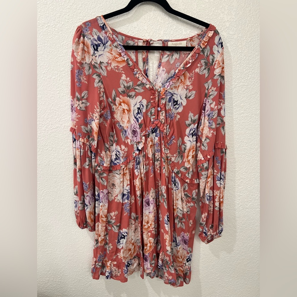 Auguste The Label Floral Long Sleeve Dress - Pink and Purple